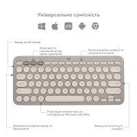 Клавіатура Logitech K380 Multi-Device Bluetooth UA Sand (920-011165) зображення 6