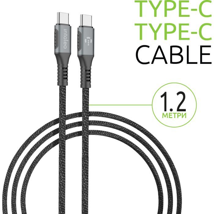 Дата кабель USB-C to USB-C 1.2m CBGPD60WTT1 60W grey Intaleo (1283126518096) изображение 3