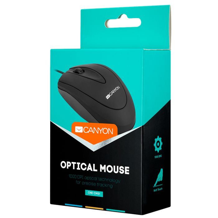 Мышка Canyon CM-1 USB Black (CNE-CMS1) изображение 3