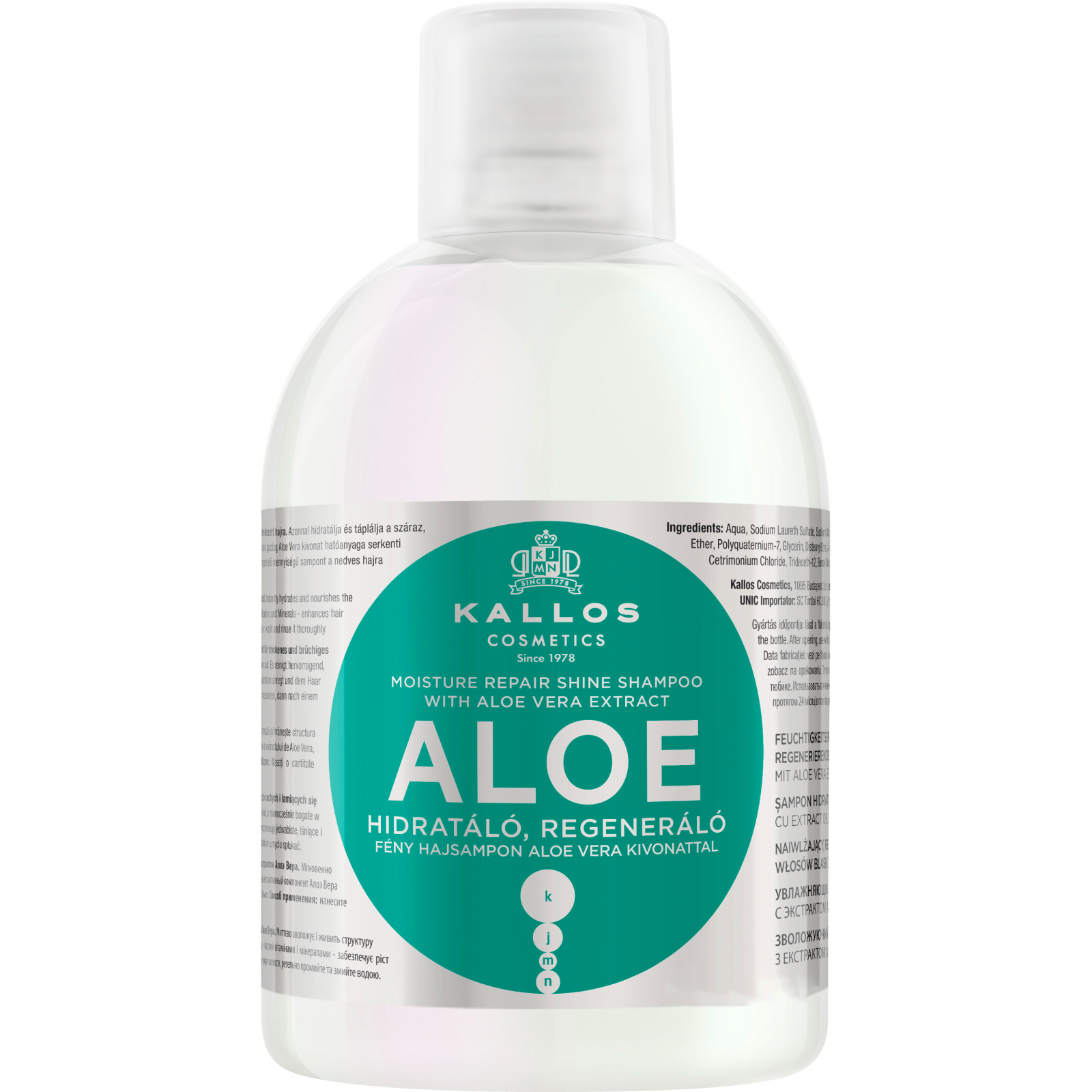 Шампунь Kallos Cosmetics Aloe для восстановления блеска сухих и поврежденных волос 1000 мл (5998889511890)