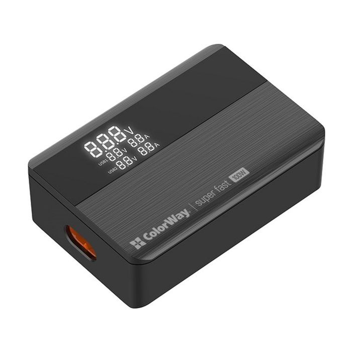 Зарядний пристрій ColorWay Power Delivery GaN (2USB-A + 2USB TYPE-C) (100W) black (CW-CHS041PD-BK) зображення 8