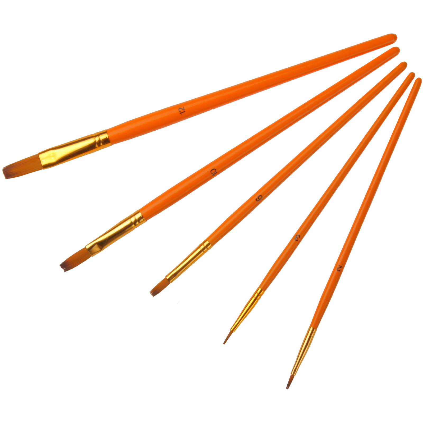 Кисточка для рисования Maxi набор 5 шт синтетический ворс плоский (№ 2, 3, 6, 10, 12) короткая ручка (MX60876) изображение 2
