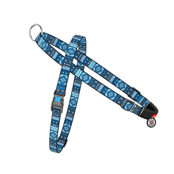 Шлея для собак WAUDOG Nylon з QR-паспортом "Етно синій" S (5475)