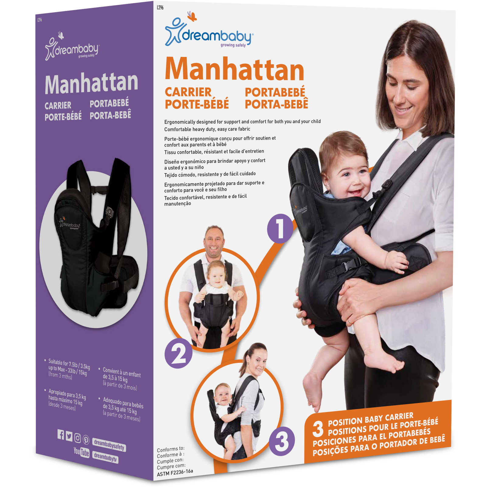 Рюкзак-переноска DreamBaby Manhattan Black (G296) зображення 2