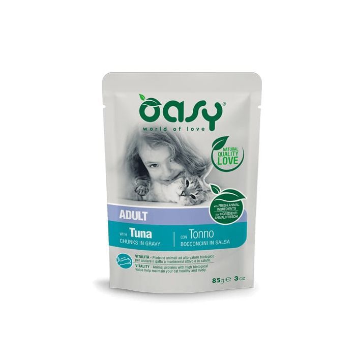 Влажный корм для кошек OASY Adult с тунцем 85 г (8053017345659)