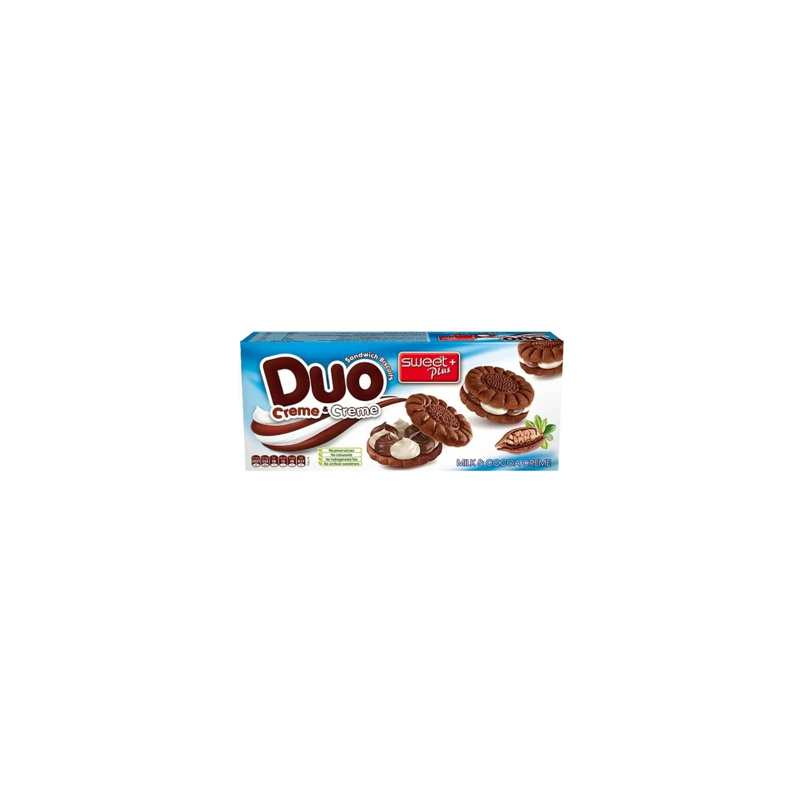 Печенье Sweet Plus DUO с молочным кремом и какао-кремом 165 г (1110310)