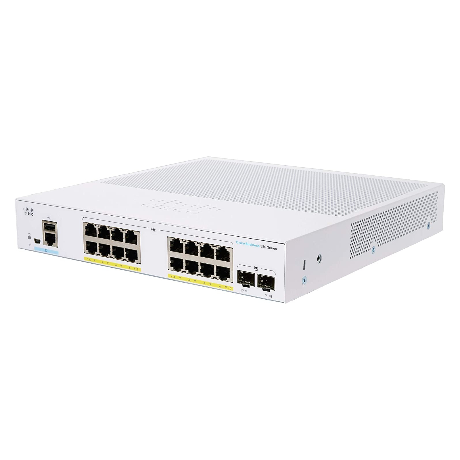 Комутатор мережевий Cisco CBS350 Managed 16-port GE, PoE, 2x1G SFP (CBS350-16P-2G-EU)
