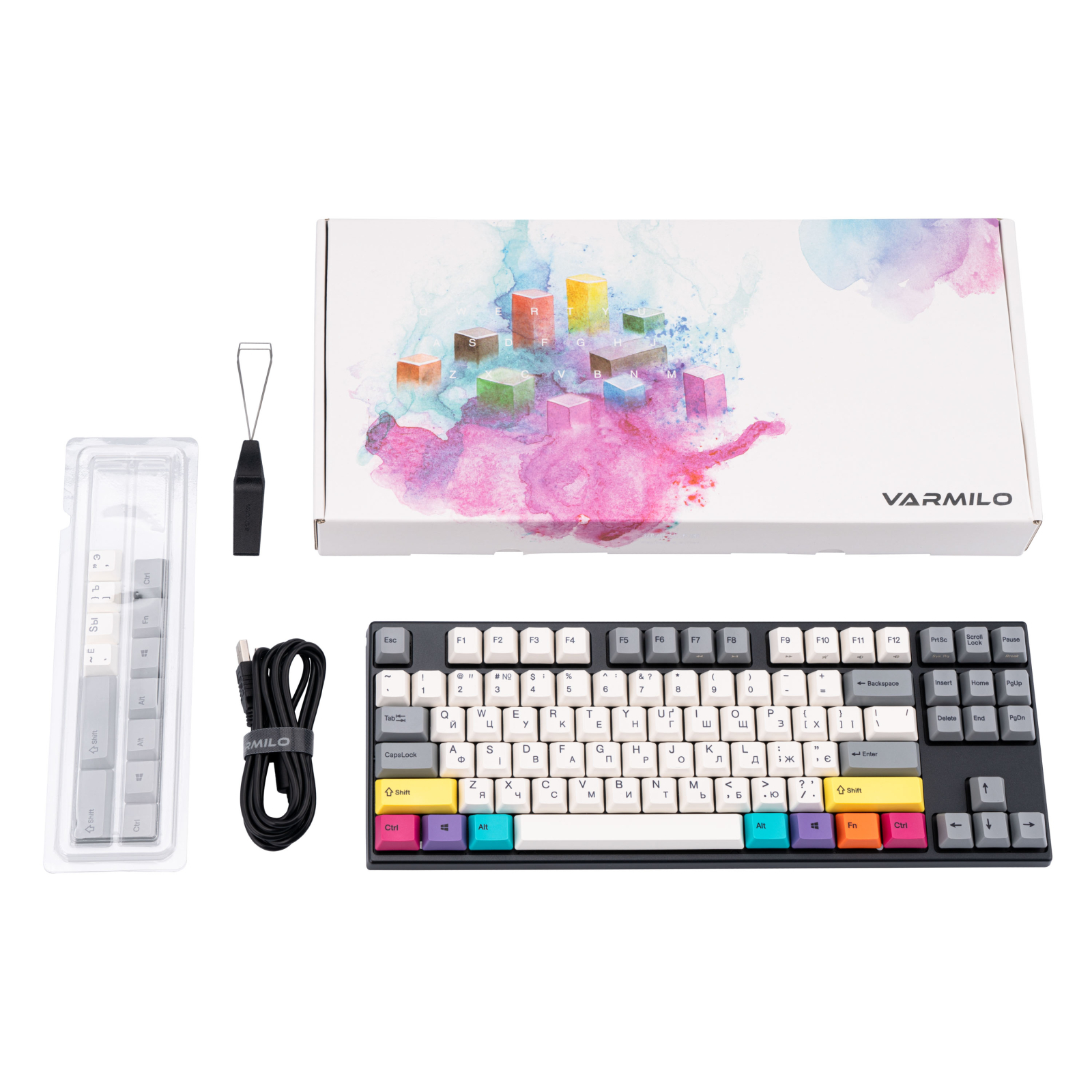 Клавіатура Varmilo VEA87 CMYK 87Key Cherry Mx Brown USB UA White LED Black (A23A024D3A3A17A007) зображення 2