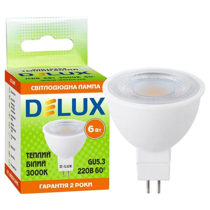 Лампочка Delux JCDR 6Вт 3000K 220В GU5.3 (90019264) изображение 3
