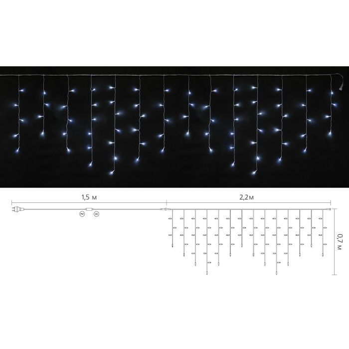 Гирлянда Delux ICICLE С 75LED 2х0.7 м белый/прозрачный IP20 (90017983) изображение 3