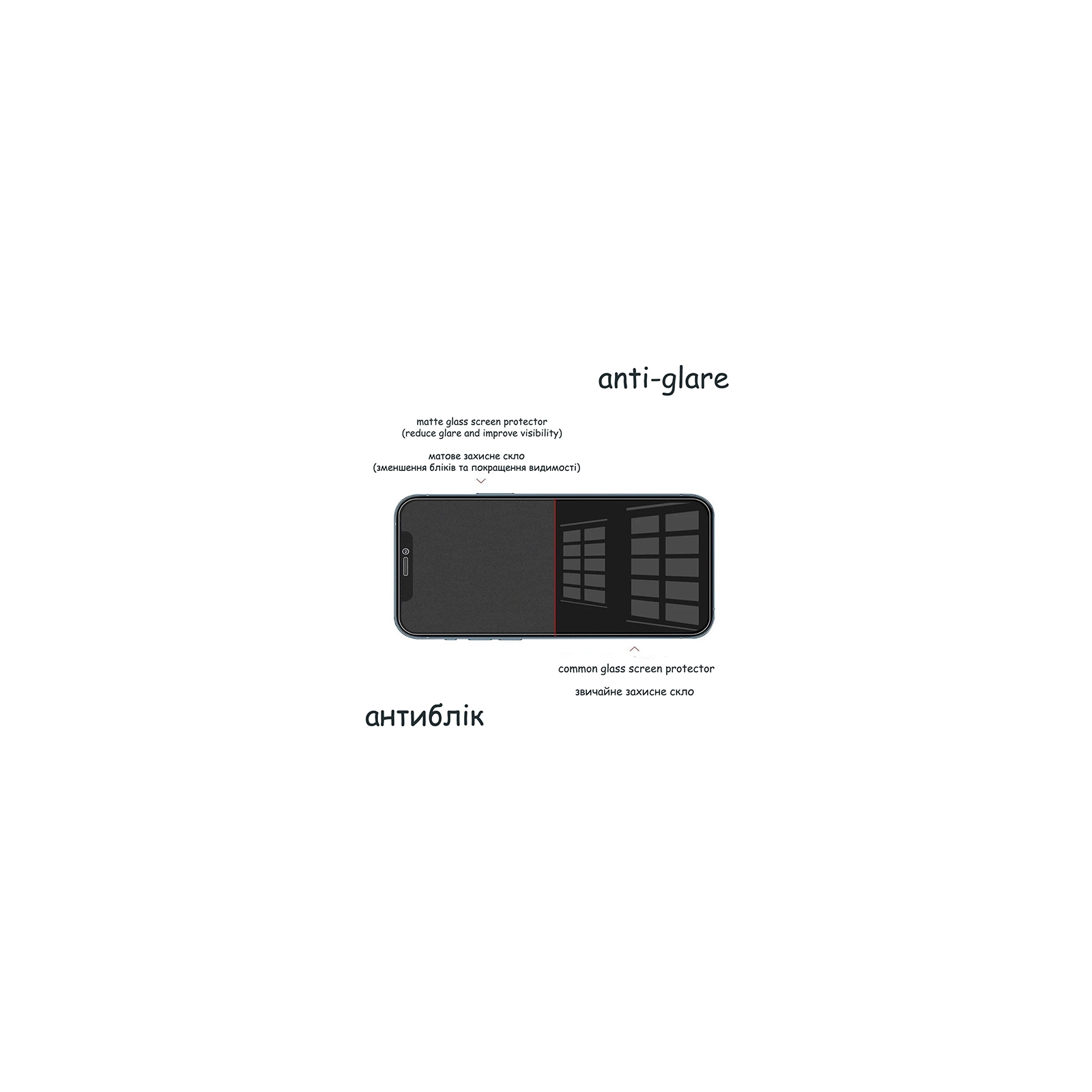 Стекло защитное Drobak Matte Glass A+ Apple iPhone 13 Pro (Black) (292943) изображение 6