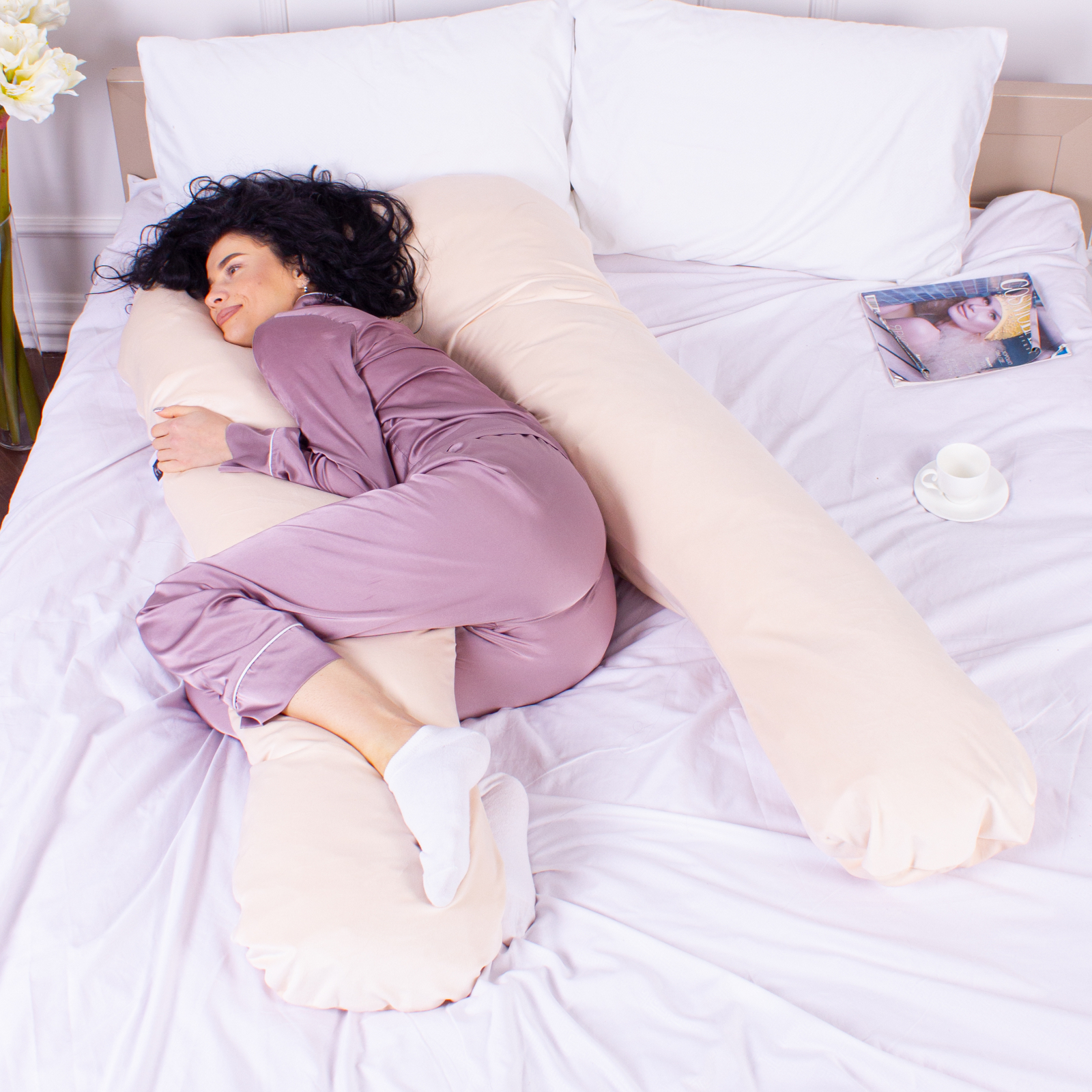 Подушка MirSon для беременных и отдыха Velvet Line №8019 U-образная Cream (2200006178514) изображение 2