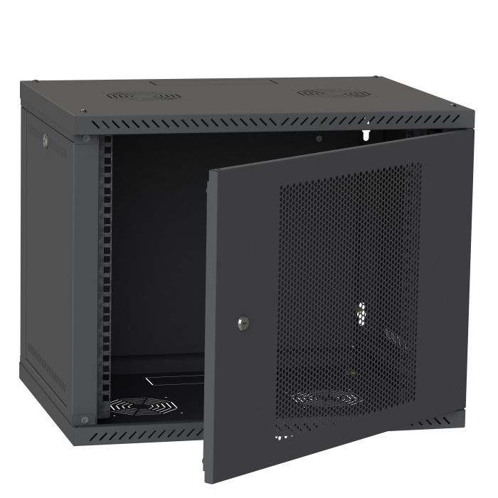 Шкаф настенный Ipcom 9U, 600*450, перфорация, RAL9005 (СН-9U-060х045-ДП-9005) изображение 2