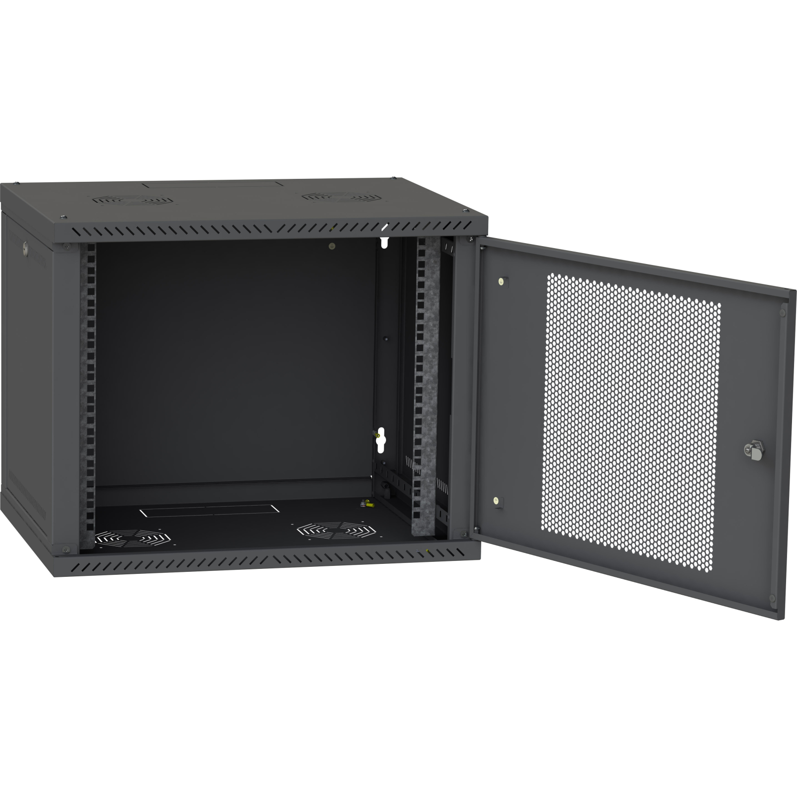 Шкаф настенный Ipcom 9U, 600*450, перфорация, RAL9005 (СН-9U-060х045-ДП-9005) изображение 3