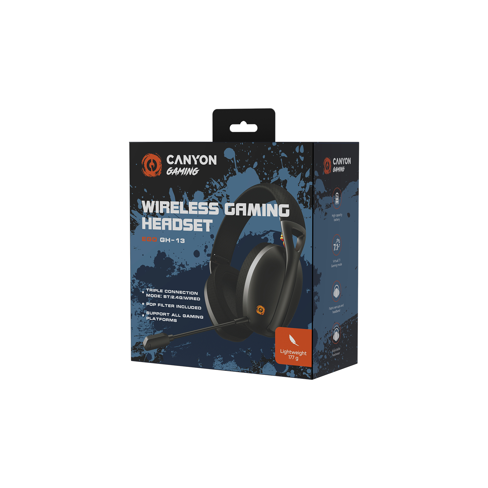 Навушники Canyon GH-13 Ego Wireless Gaming 7.1 Black (CND-SGHS13B) зображення 8