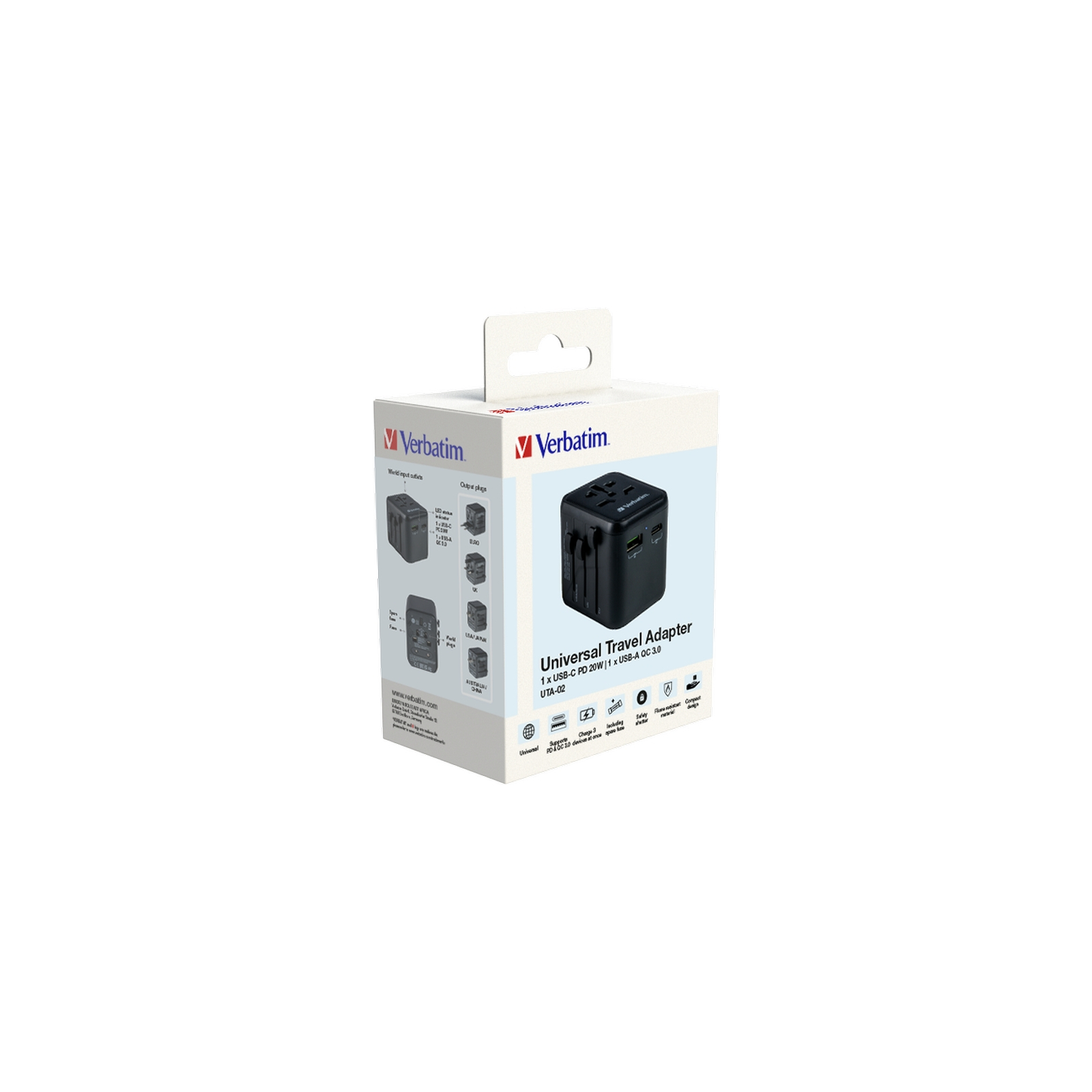 Зарядное устройство Verbatim UTA-02 PD20W (USB-A /USB-C) (49544) изображение 7