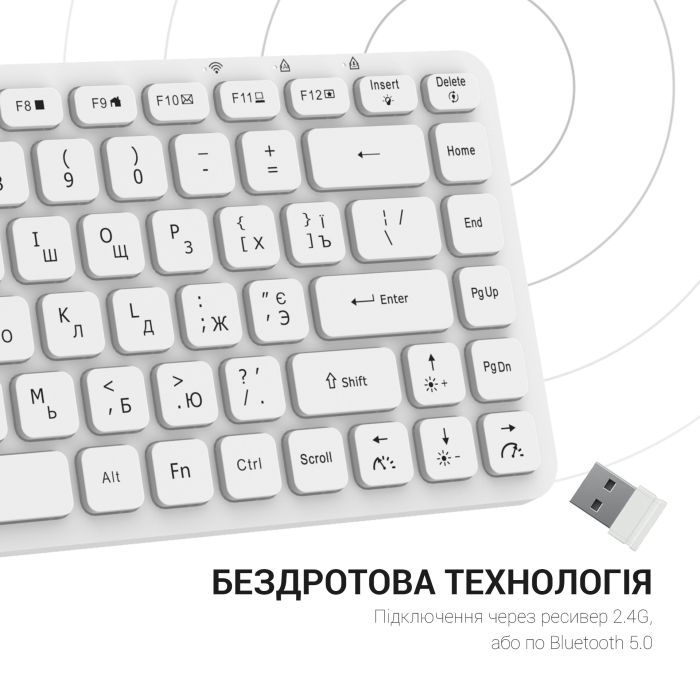 Клавиатура OfficePro SK790W Wireless/Bluetooth White (SK790W) изображение 11