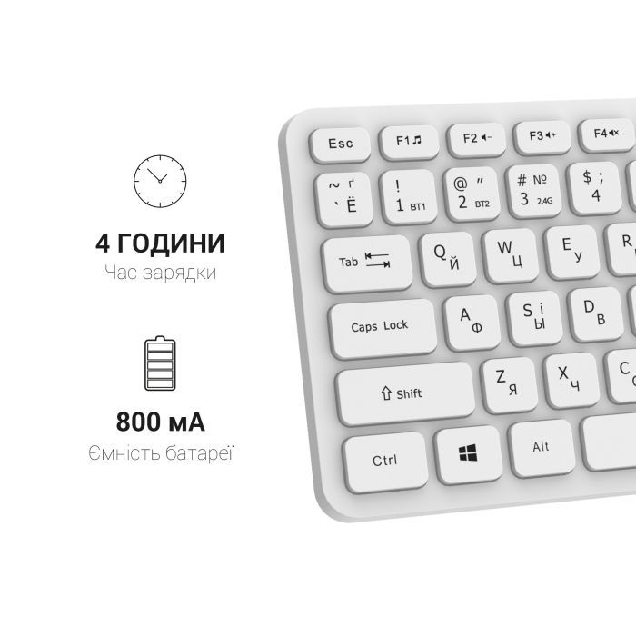 Клавиатура OfficePro SK790W Wireless/Bluetooth White (SK790W) изображение 6