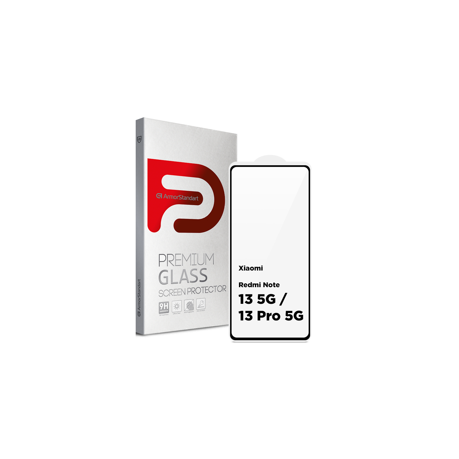 Скло захисне Armorstandart Full Glue Xiaomi Redmi Note 13 5G / 13 Pro 5G Black (ARM74630)