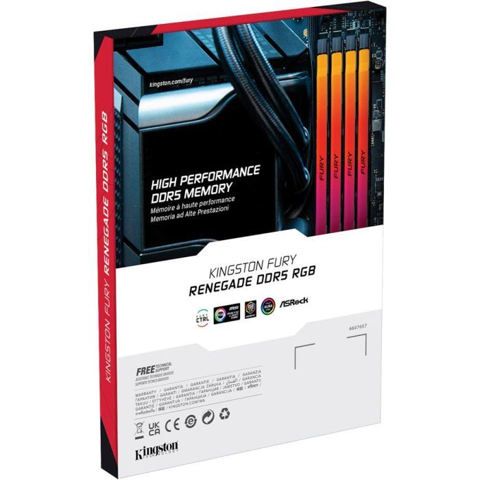 Модуль памяти для компьютера DDR5 16GB 7200 MHz Renegade RGB Black/Silver Kingston Fury (ex.HyperX) (KF572C38RSA-16) изображение 5