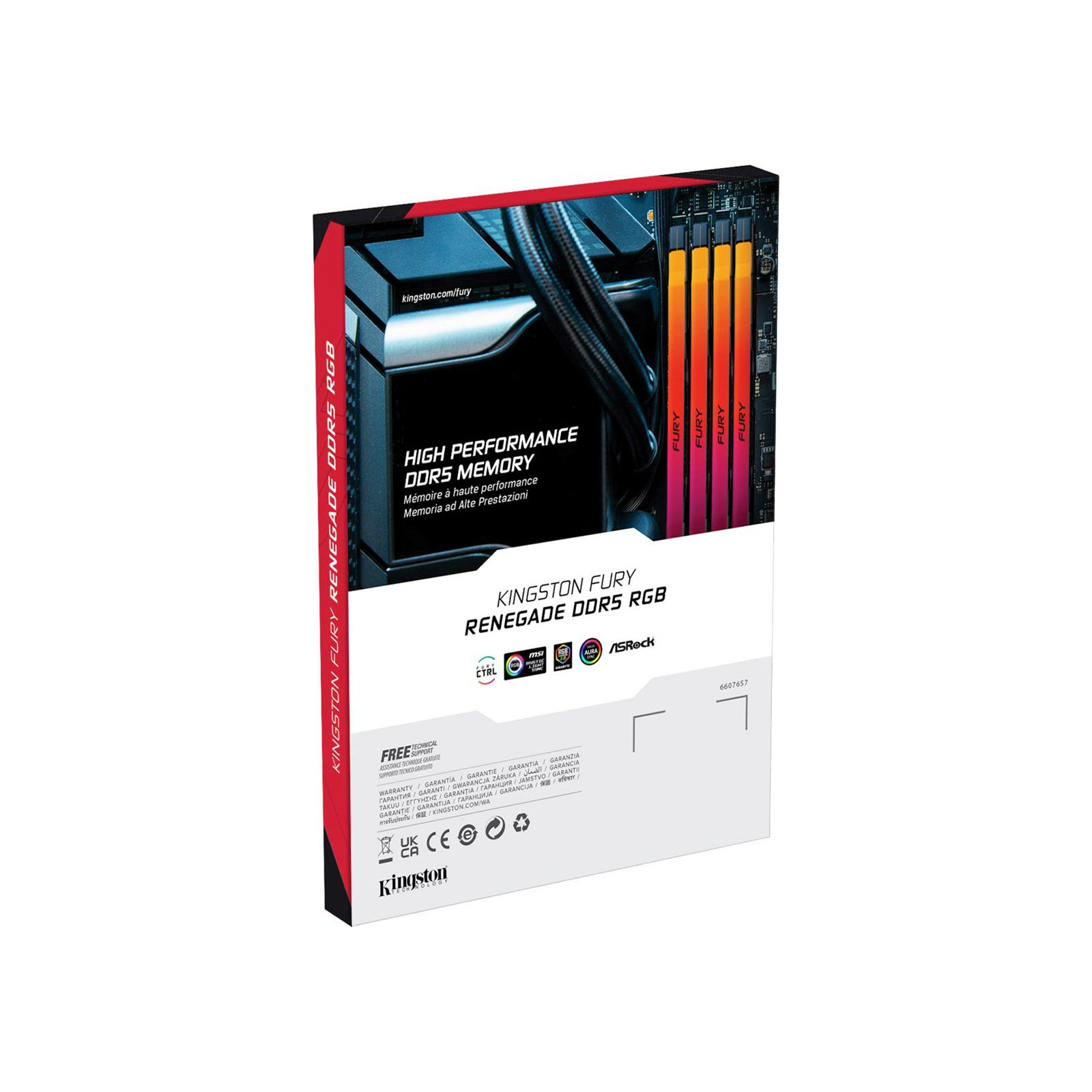 Модуль памяти для компьютера DDR5 16GB 7200 MHz Renegade RGB Black/Silver Kingston Fury (ex.HyperX) (KF572C38RSA-16) изображение 5
