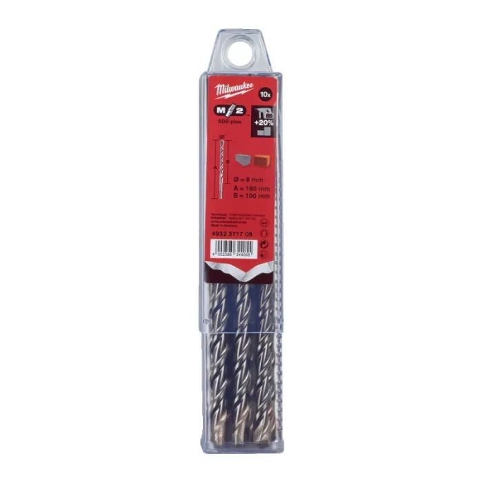 Бур Milwaukee SDS-PLUS M2, 8,0х160х100мм, 10шт (4932371706) зображення 2