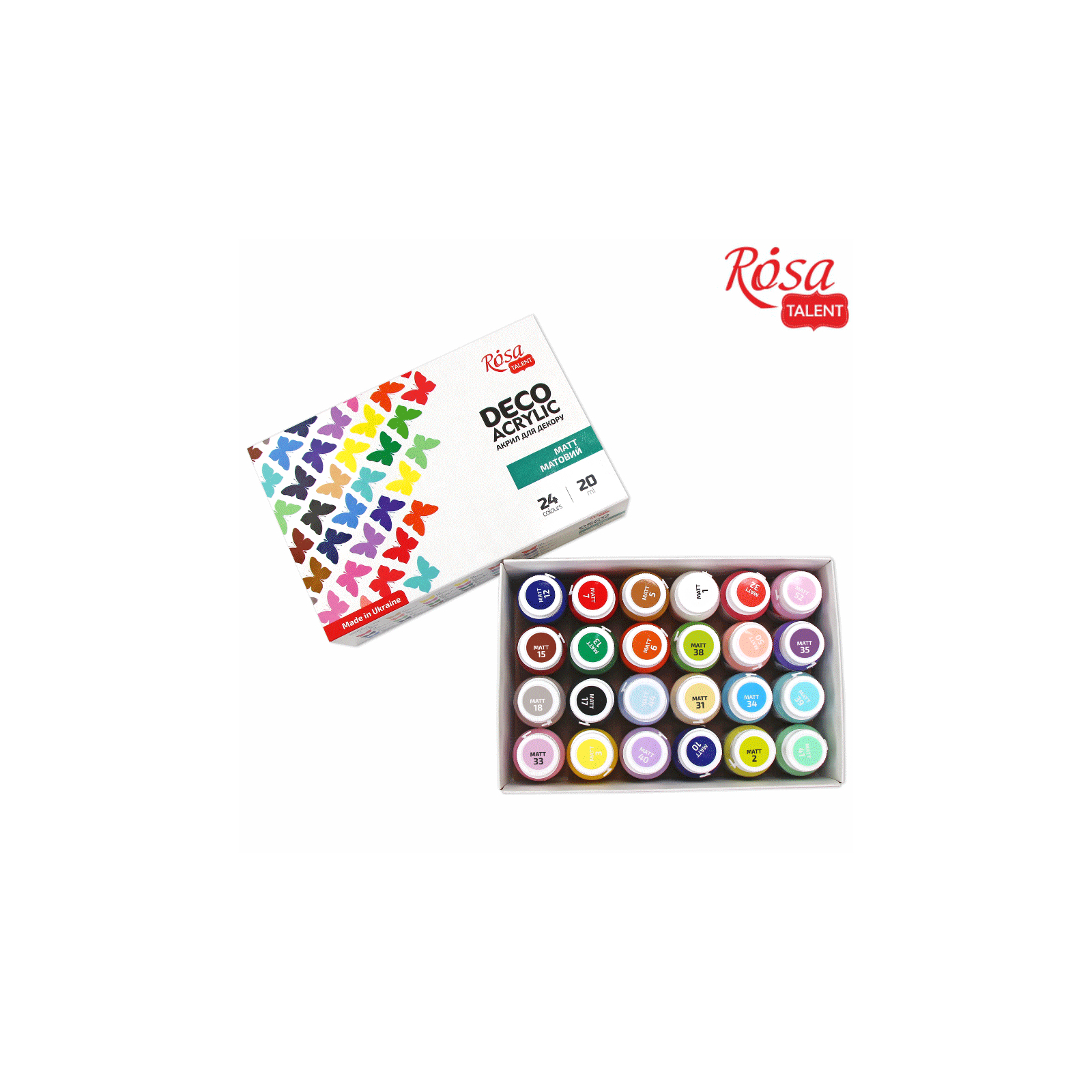 Акрилові фарби Rosa для декору матові 18 кол по 20 мл (4823098523956) зображення 3