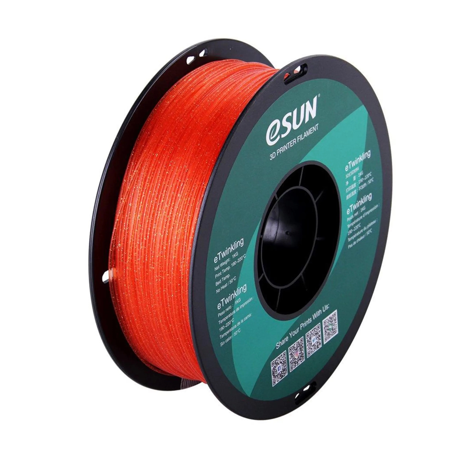 Пластик для 3D-принтера eSUN PLA eTwinkling 1кг, 1.75мм, orange (ETWINKLING175WO1)