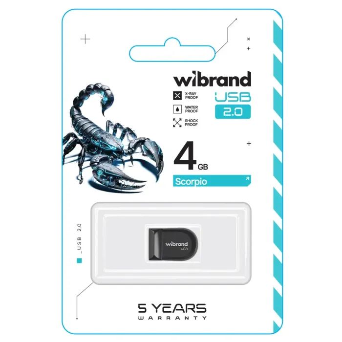 USB флеш накопичувач Wibrand 4GB Scorpio Black USB 2.0 (WI2.0/SC4M3B) зображення 2