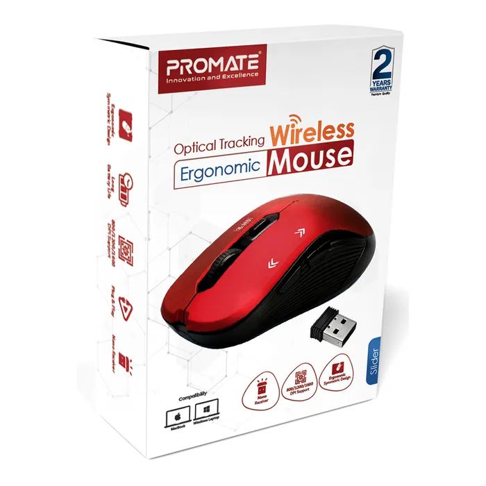 Мишка Promate Slider Wireless Red (slider.red) зображення 2