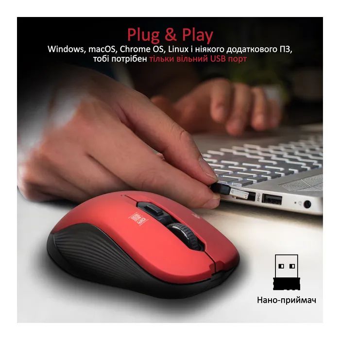 Мишка Promate Slider Wireless Red (slider.red) зображення 6