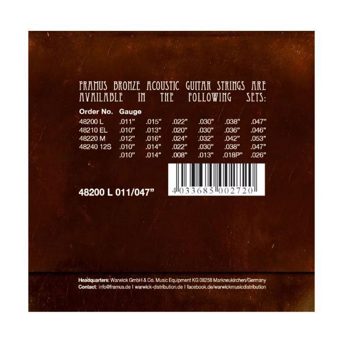 Струны для гитары Framus Bronze Light (11-47) (48200 L) изображение 2