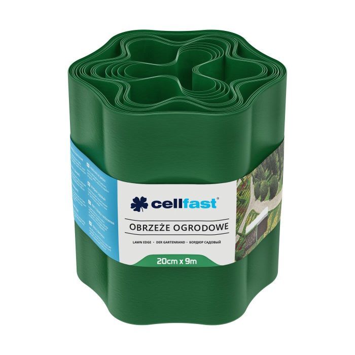 Садовое ограждение Cellfast газонная, бордюрная, волнистая, 20смх9м, темно-зеленый (30-023H)