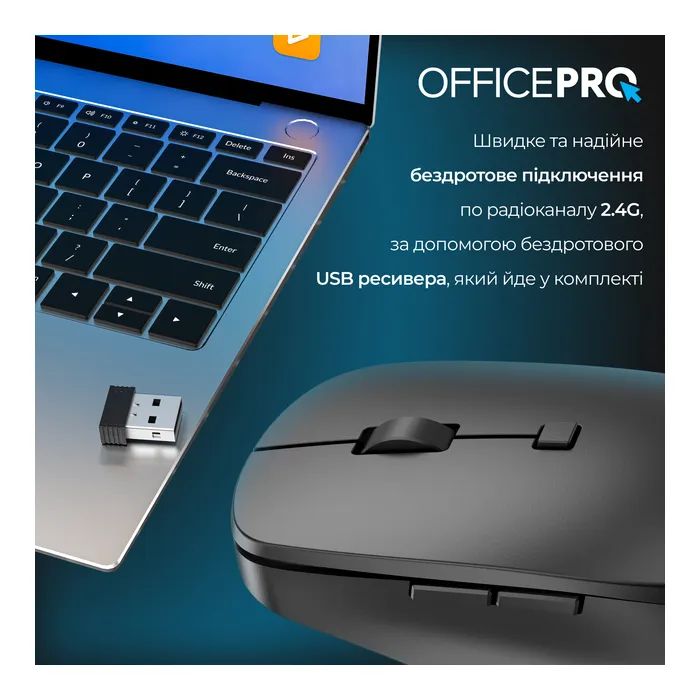 Мишка OfficePro M305B Silent Click Ergonomic Wireless Black (M305B) зображення 7