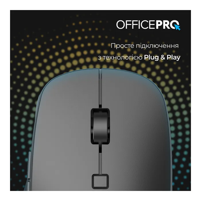 Мишка OfficePro M305B Silent Click Ergonomic Wireless Black (M305B) зображення 8