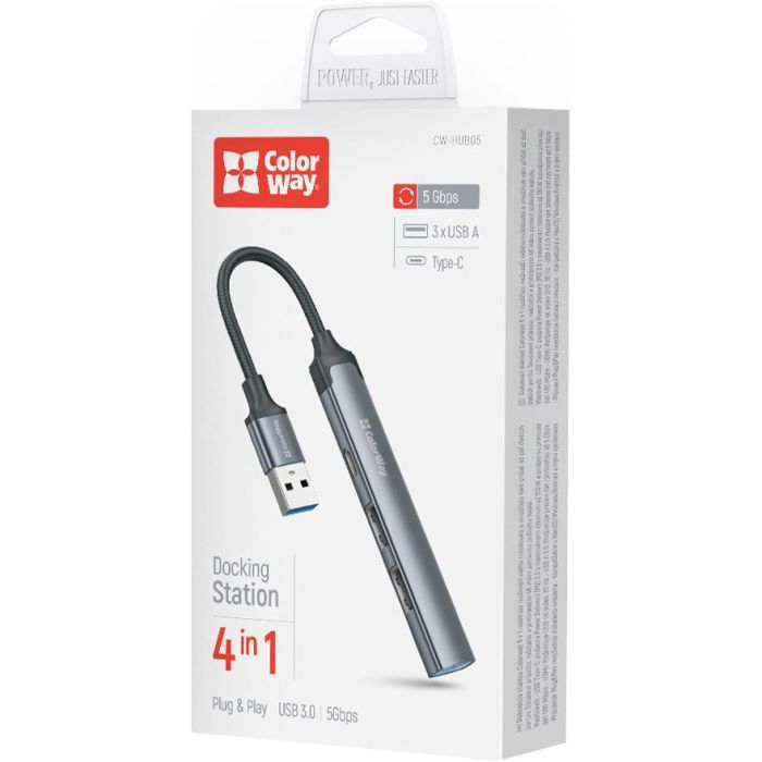 Концентратор ColorWay USB-A 4-в-1 USB2.0х3/USB3.0 (CW-HUB05) изображение 10
