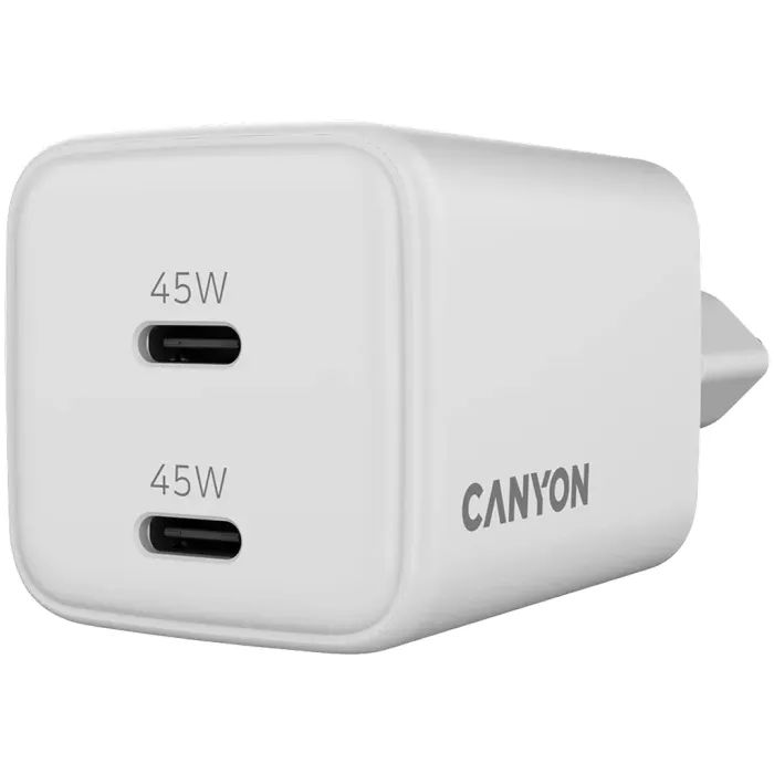 Зарядний пристрій Canyon CU45CC GaN 45W 2xPD EU White (CNS-CUW45CC) зображення 5