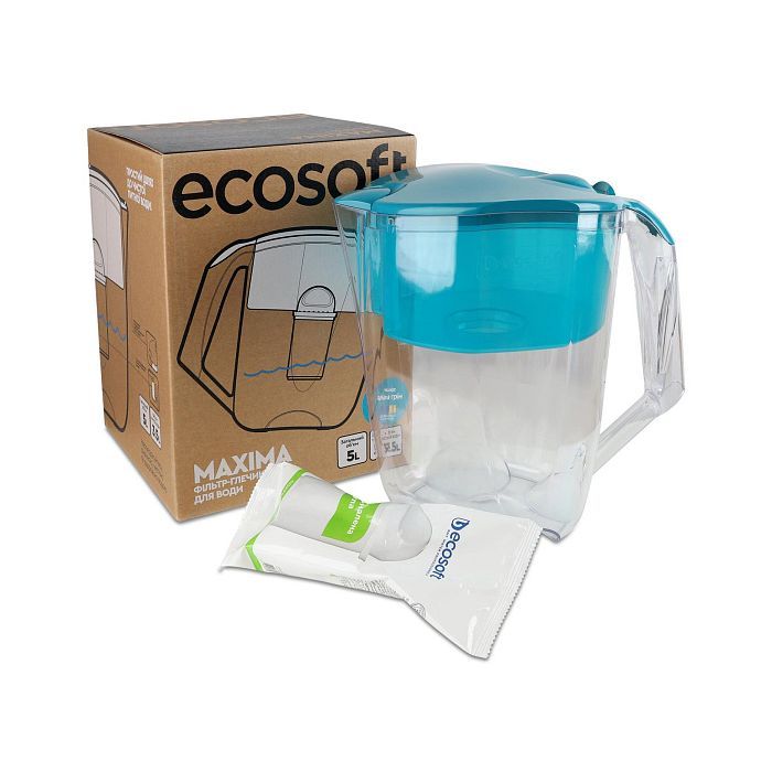 Фільтр-глечик Ecosoft Maxima 5л (3.5л очищеної води) з фільтр-картриджем, аква грін (FMVMAXIMADGECO) зображення 12