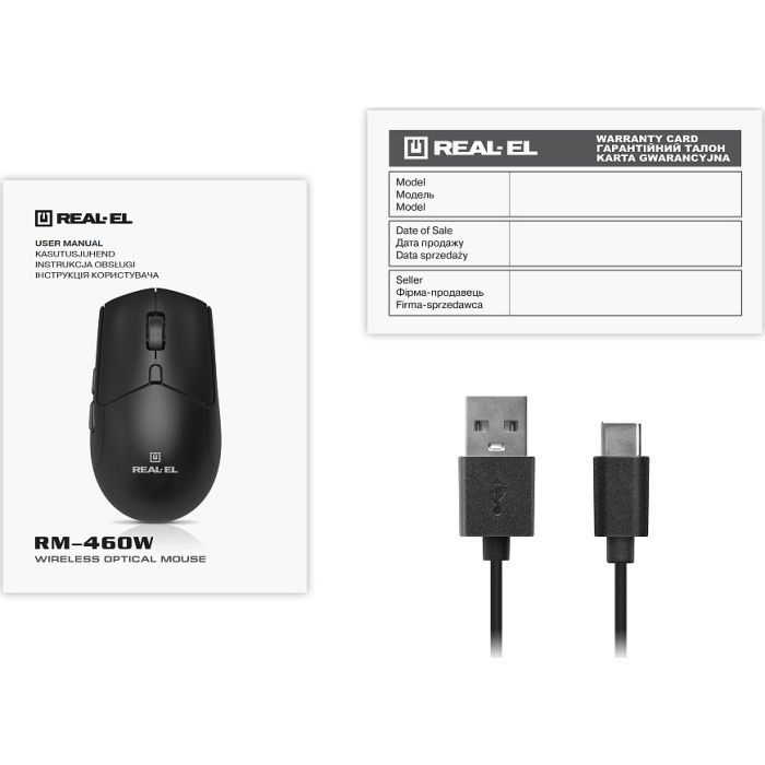Мишка REAL-EL RM-460W Wireless/Bluetooth Black (EL123200048) зображення 9
