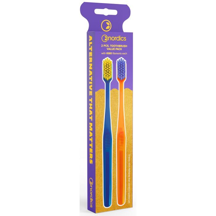 Зубная щетка Nordics 6580 Premium Blue + Orange 2 шт. (3800500324722)
