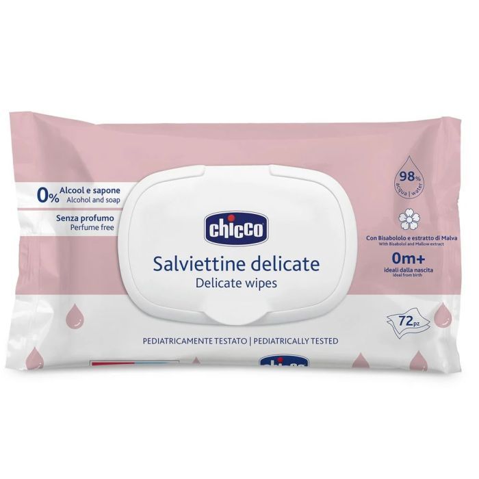 Детские влажные салфетки Chicco мягкие очищающие, деликатные, 72 шт. (12050.60)