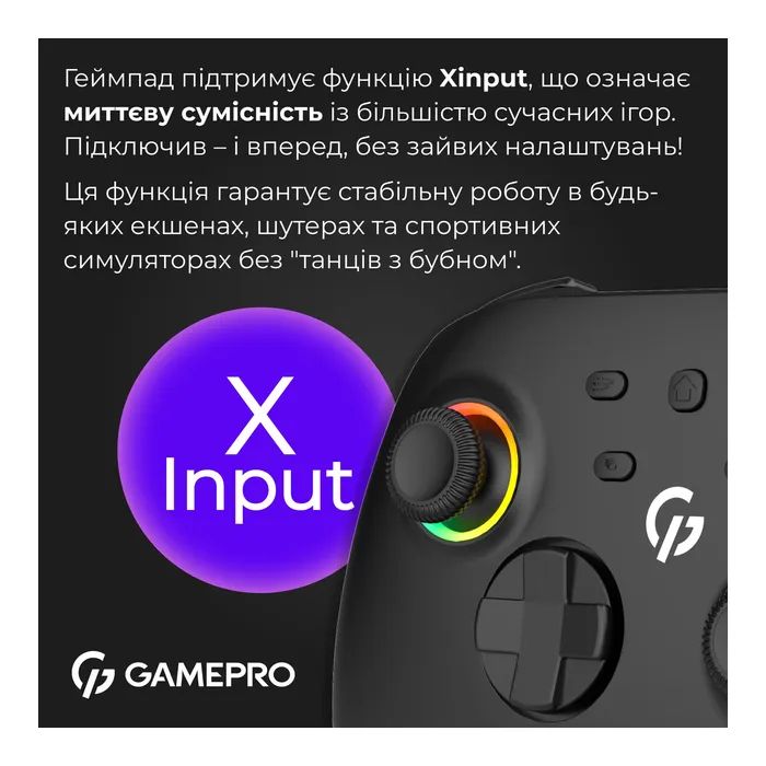 Геймпад GamePro GPX13W 2.4G/BT 5.1/USB/PC/iOS/Android RGB White (GPX13W) изображение 11