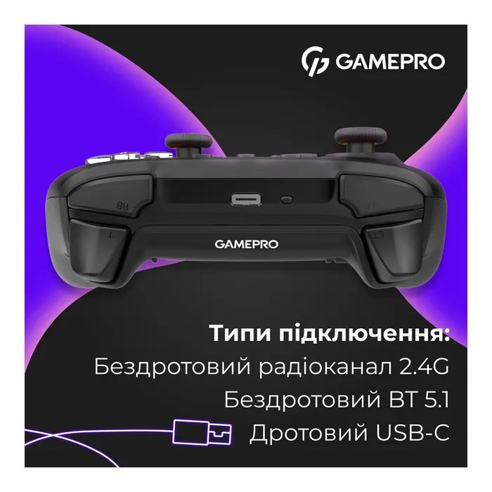 Геймпад GamePro GPX13W 2.4G/BT 5.1/USB/PC/iOS/Android RGB White (GPX13W) изображение 8
