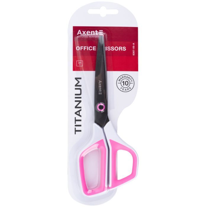Ножницы Axent Titanium 21 см, бело-розовые (6307-05-A) изображение 2