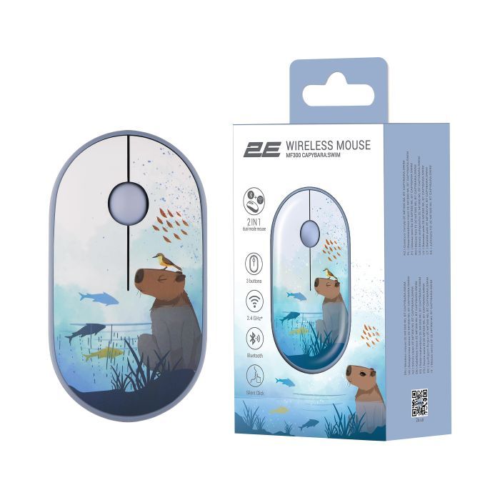 Мишка 2E MF300 CAPYBARASWIM Silent Wireless/Bluetooth Blue (2E-MF300WCAPIBARABL) зображення 7