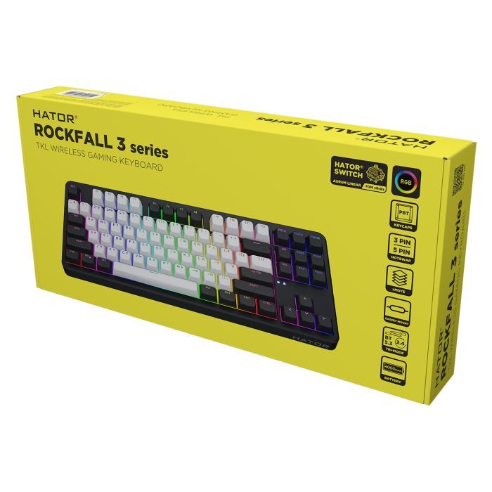 Клавиатура Hator Rockfall 3 Mecha TKL QMK/VIA Orange Wireless Black (HTK850UA) изображение 6