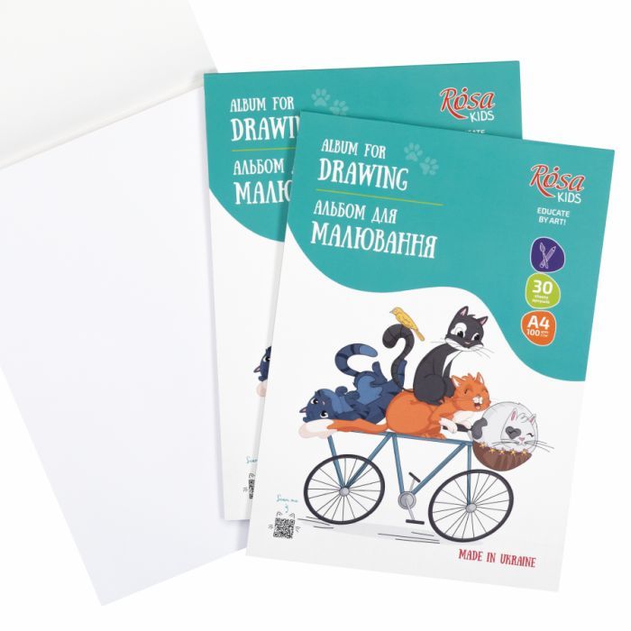 Альбом для рисования Rosa Kids склейка Cats on a Вicycle А4 30 листов (4823098543022) изображение 4