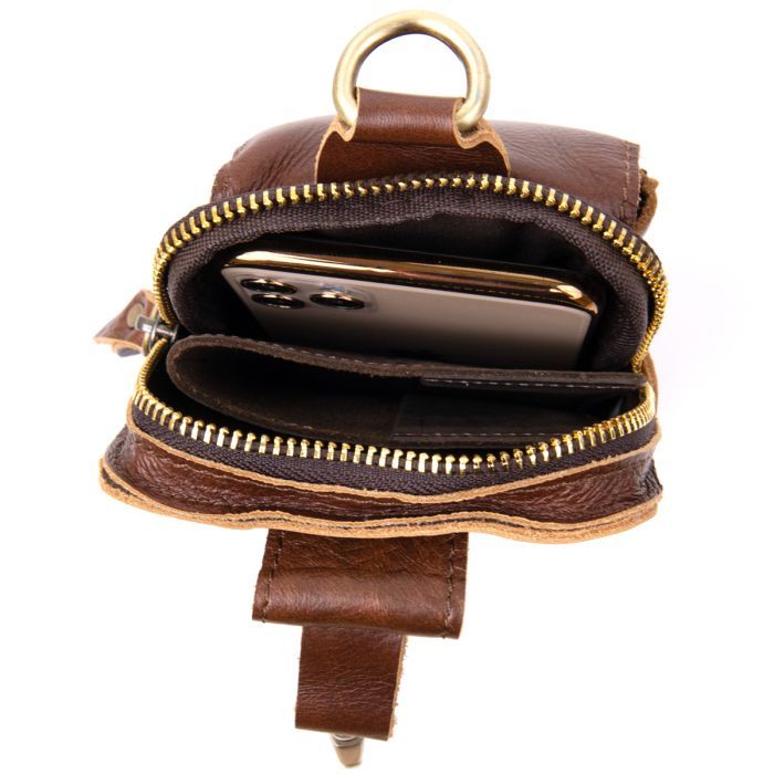 Сумка Vintage Поясная мужская Коричневая (20417) изображение 3
