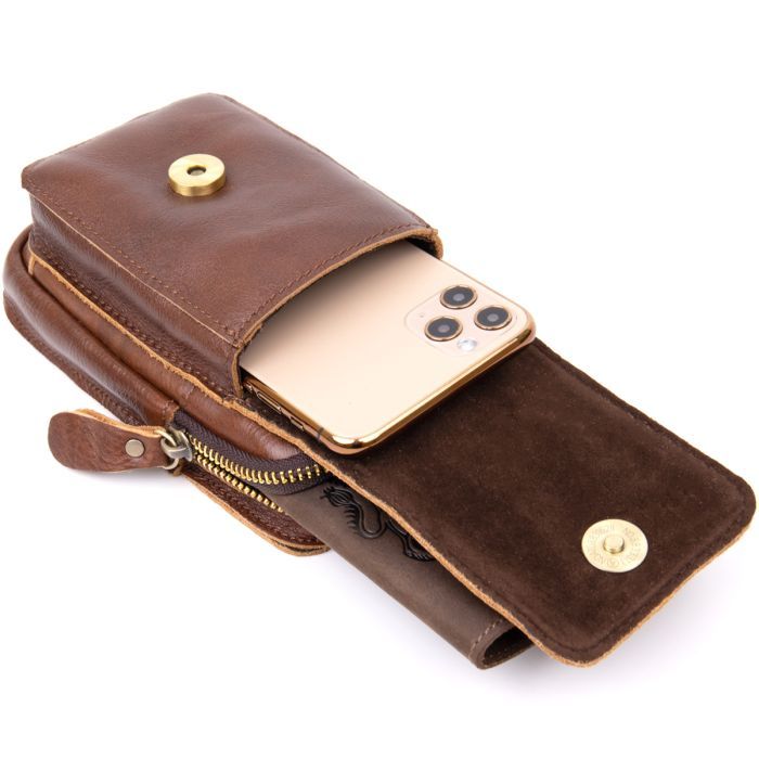 Сумка Vintage Поясная мужская Коричневая (20417) изображение 6