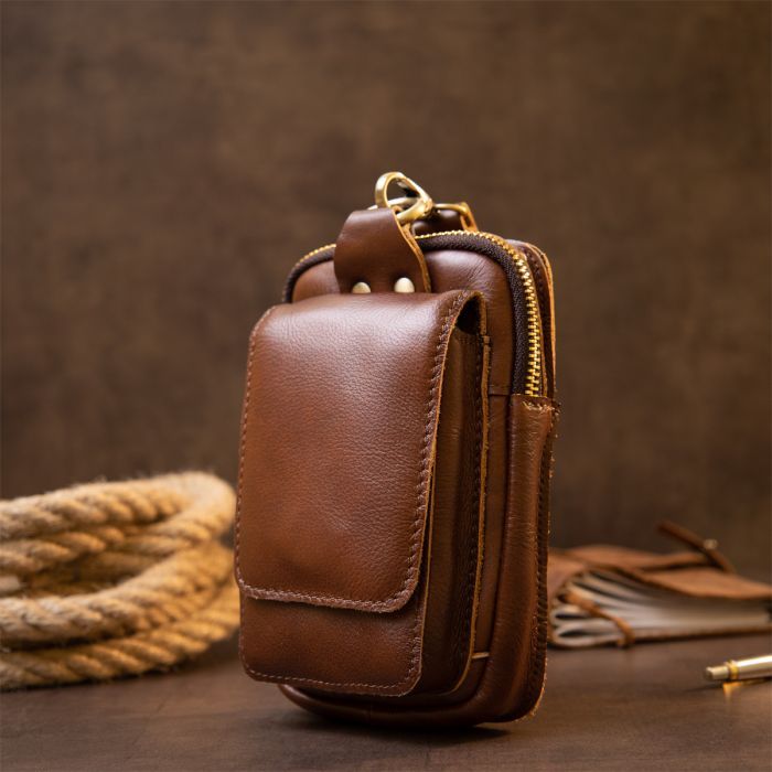 Сумка Vintage Поясная мужская Коричневая (20417) изображение 7